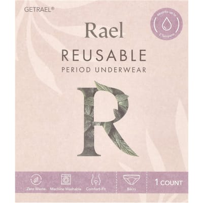 Rael, culotte menstruelle lavable, bikini, medium, noir, 1 pièce