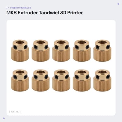 Dailygoods- Extruder Tandwiel 10 Stuks - Messing - 40 Tanden - 3D Printer Accessoires - Duurzaam - Betrouwbare Kwaliteit - 3D Printer Onderdelen