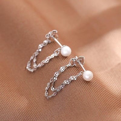 925 Sterling Zilver Kwast Ronde Kralen Koreaanse Stud Oorbellen Voor Vrouwen Romantische Bruiloft Sieraden Brincos Pendientes Eh999 brown