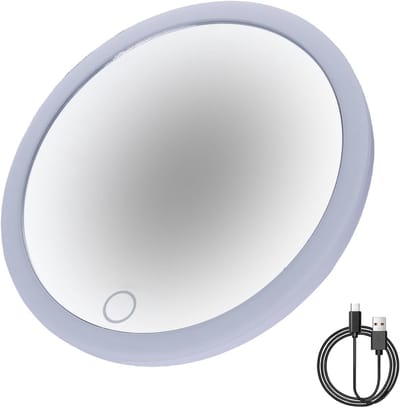 Famanu – Vergrotingsspiegel, 10x, met verlichting, zuignap, touchbediening, oplaadbaar, draaibaar, compact, geschikt voor reizen en thuisgebruik