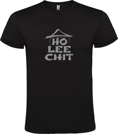 Zwart t-shirt met " Ho Lee Chit " print Zilver size XS