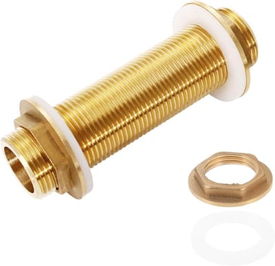 Allecto Plus - Messing Schotfitting G3/4 Buitendraad 100 mm Draadverbindingsadapter - Rubberen Afdichtingen - Buizen, Fittingen, Watertanks, Regenton, Aquarium, Zwembad