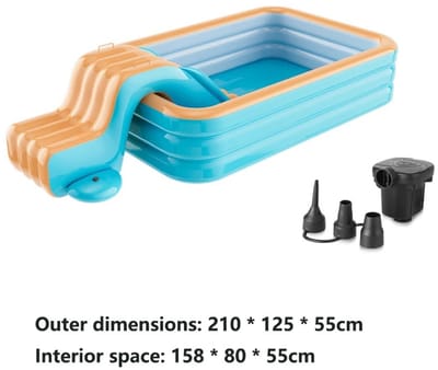 Archi Opblaasbaar Zwembad 2,1 x 2,6 m – Zwembad - Rechthoekig - Opvouwbaar - Familiezwembad – PVC Zwembad – Blauw