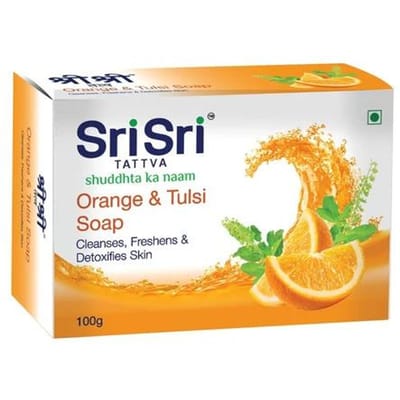 Sinaasappel- en Tulsi-zeep (100 gr), Sinaasappel & Tulasi Zeep, Sri Sri Tattva 4.3 white
