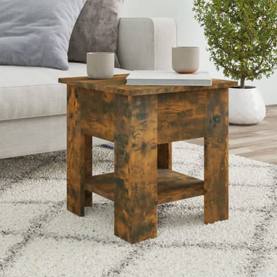 vidaXL - Salontafel - 40x40x42 - cm - bewerkt - hout - gerookt - eikenkleurig
