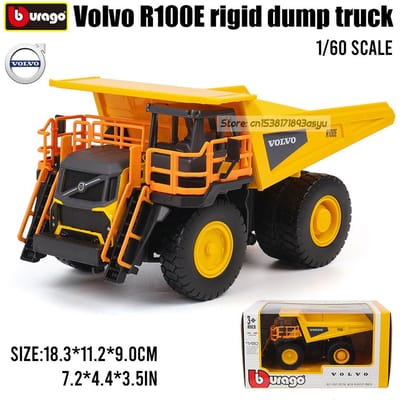 Bburago 1:60 Modèle de Voiture Jouet en Alliage Moulé sous Pression Volvo R100E Collection de Véhicules Cadeau Anniversaire Camion à Boue Véhicule d'Ingénierie