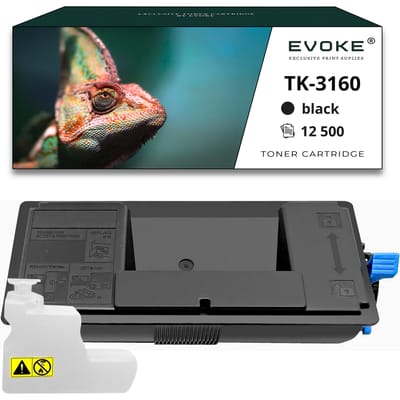 Evoke Compatibele Toner voor Kyocera Tk-3160 Tk3160 Zwart 12500 Pagina's Ecosys P3045Dn P3050Dn P3055Dn P3060Dn