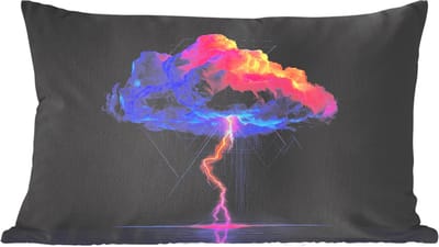 Sierkussens - Kussentjes Woonkamer - 60x40 cm - Donderwolk - Bliksemschicht - Licht - Blauw