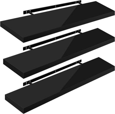 Set van 3 Wandplanken - Zwevende Planken - Display Richels - Duurzame MDF-constructie - Veelzijdige en eenvoudige installatie - 110 cm x 22,9 cm x 3,8 cm
