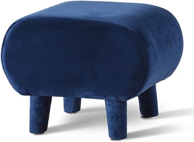 Voetenbank Kruk - Ottomaanse Poef - Ontspanning Thuis - Gewatteerd Comfort - 40x33x33cm - Blauw