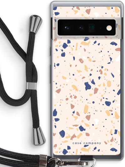 Case Company® - Hoesje met koord geschikt voor Google Pixel 6 Pro hoesje met Koord - Terrazzo N°23 - Telefoonhoesje met Zwart Koord - Bescherming aan alle Kanten en Over de Schermrand