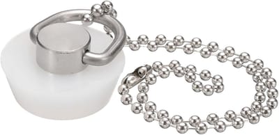Afvoerstopper - Badstop Spoelbak - Water Vasthouden - Met Parelketting - 25-28 mm - Wit