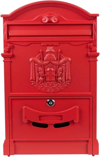 Brievenbus Muurmontage - Postbus Buiten - Post Ontvangen - Roestbestendig IJzer - 41 cm Hoog - Glanzend Rood
