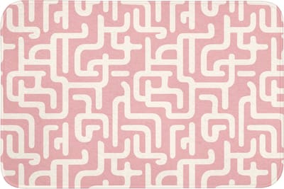 Badmat 90x60 cm - Antislip - Doolhofpatroon - Roze - Wit - Abstract - Badmatten voor badkamer - Badkamermat - Douchemat - Badkamer mat