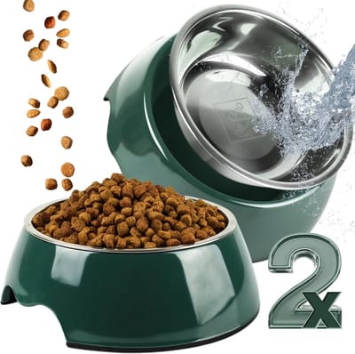 Voerbakset van 2 voor honden en katten - 700 ml, maat L, antislip voet, geschikt voor grote honden