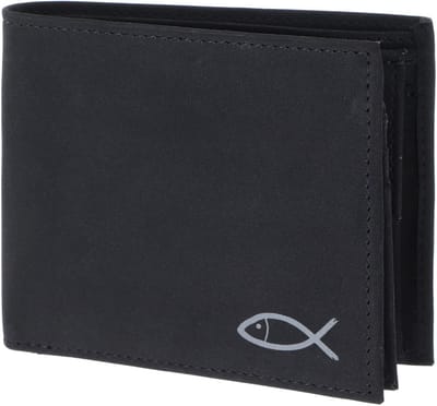 oxmox portemonnee New Cryptan RFID Protect Querscheinbörse Freedom Fish Print Grey Black zwart