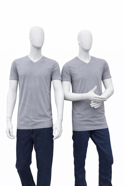 RELAKZ Heren T-shirt V-hals - Organisch Katoen - 2 Pack - Grey Melange - Maat S