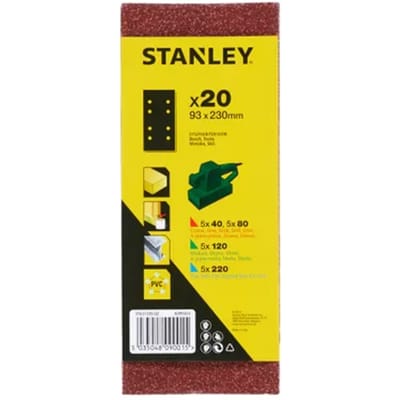 Stanley Schuurvel - K40/80/120/220 - Rood - 93x230mm - 20 Stuks