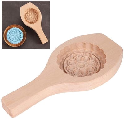 Dailygoods- Cakevorm Hoogwaardig Hout - Bakvorm voor Maancake - Gebakvorm - Makkelijk Schoon te Maken - Veilig en Duurzaam - Bloemenpatroon