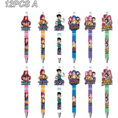 6/12 Stuks KPop Demonenjagers Zwarte Inktpen Student Schrijven Tekenen Gelpen Anime Model Kantoorbenodigdheden Kerstcadeaus 0,5 mm