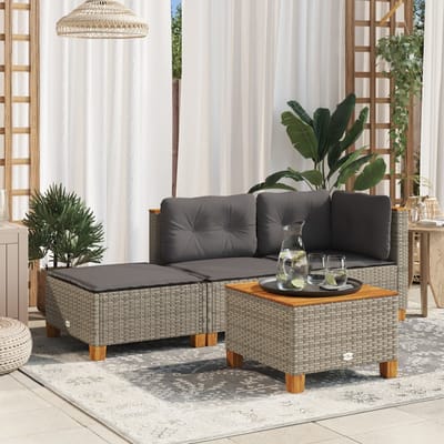 vidaXL - Tuinkruk - met - kussen - 63,5x56x32 - cm - poly - rattan - grijs