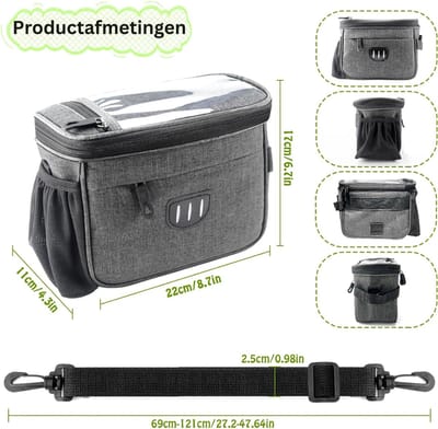 HEZIVO® Stuurtas Fiets - Fietstas Elektrische Fiets - Racefiets - Waterbestendig - Telefoonhouder met Touchscreen - 5 L