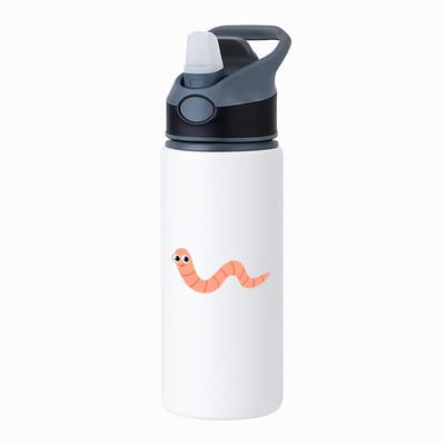 Hacebo® - Wormen waterfles met rietje zwart - Insecten - Dieren liefhebbers - Dieren - water fles - 650ML