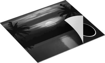 Chefcare Inductie Beschermer Zonsondergang op het Strand met Palmbomen - Zwart Wit - 60x50 cm - Afdekplaat Inductie - Kookplaat Beschermer - Inductie Mat