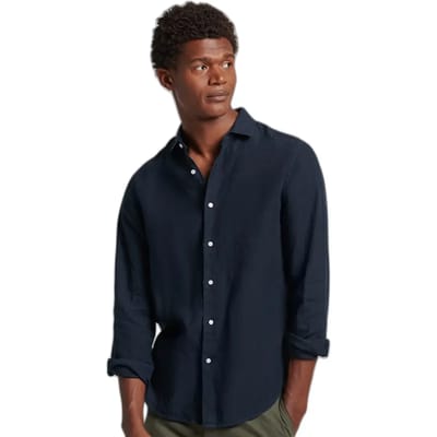 Superdry - Casual linnen overhemd met lange mouwen - Heren - Lange mouwen shirts