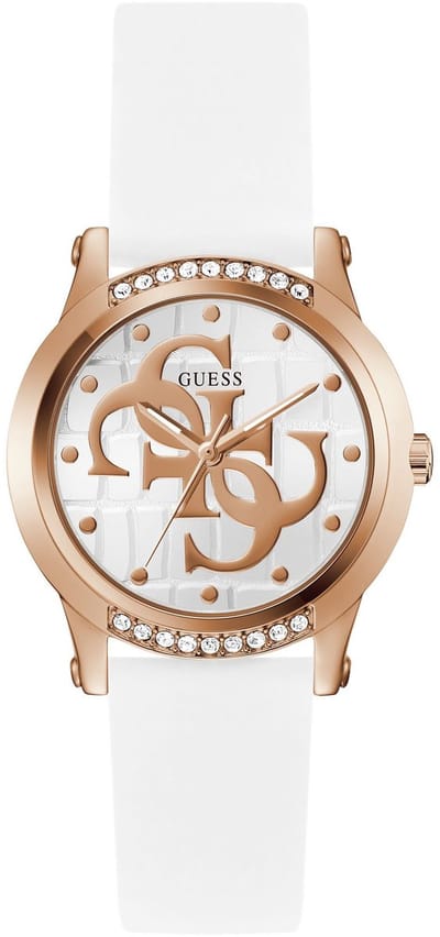 Guess Annette Analoge Kwarts Horloge Wit Kast Gemaakt Van 100% Roestvrij Staal En Een Armband Van 100% Siliconen 36 GW0860L1, GW0860L2, GW0860L4