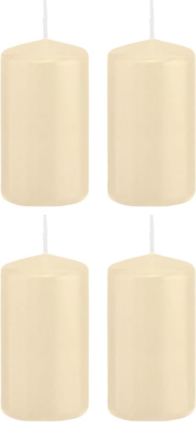 4x Cremewitte cilinderkaarsen/stompkaarsen 6 x 12 cm 40 branduren - Geurloze kaarsen - Woondecoraties
