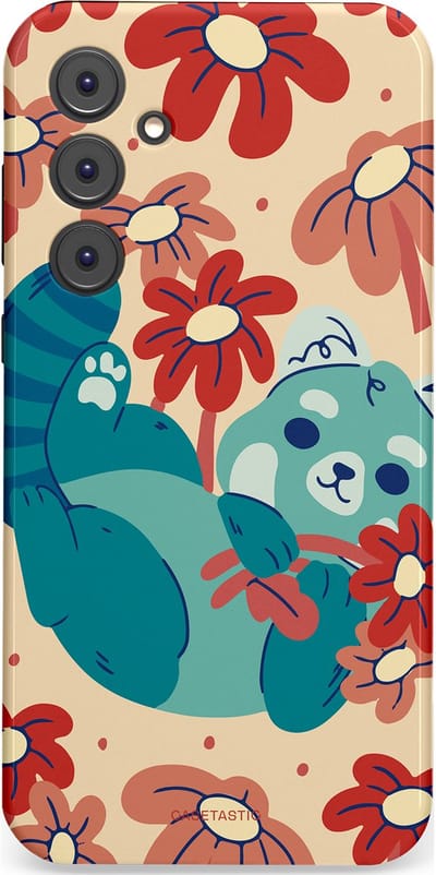 Casetastic Hoesje Geschikt voor Samsung A35 - Stijlvolle Beschermende Duo-layer Case - Rode panda knuffels
