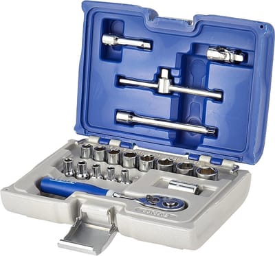 Doppenset Metrisch - Steeksleutel Set - Reparatie en Onderhoud - 19 Delig Assortiment - 1/4 Inch - Metaal
