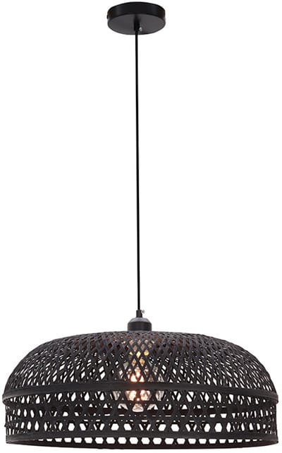Olucia - JENNIFER - Hanglamp - Zwart / Bruin - Vorm: Rond