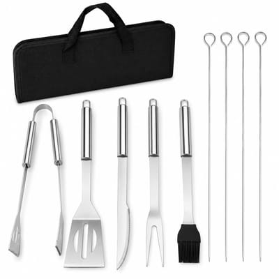 Consumerce® 10-Delige Barbecue Accessoires Set – BBQ Accesoires – Tang Borstel Spatel Set – Tangenset – Vleestang Tangen – Barbeque Koffer – Barbecues Gereedschap -Schoonmaakborstel - Hoes