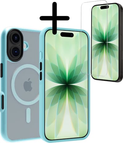 Hoesje Met Screenprotector - Geschikt voor Apple iPhone 17 - Magsafe Compatible - Sterk & Shockproof - Back Cover - Shock Proof Case - Telefoon Hoes - Lichtblauw