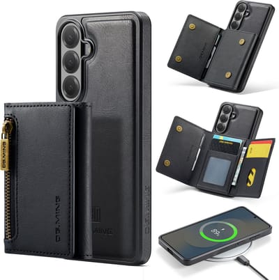Stravo × DG.MING Leer / Leren Telefoonhoesje Case – Geschikt voor Samsung Galaxy S26 – 2-in-1 Hoesje met Afneembare Kaarthouder – MagSafe Compatibel – Zwart