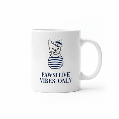 Pawsitive Vibes Only Mok – Schattig Hond Design met Tekst – Witte Keramische Koffiemok 330 ml