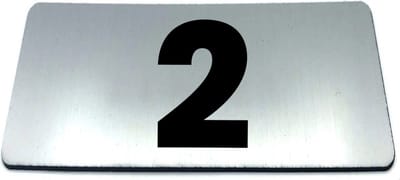 Nummerplaatje 2 - 80 x 50 x 1,6 mm - RVS-look geborsteld - Incl. 3M-tape | Nummerbordje - Deur en kamernummer - brievenbusnummers - Gratis verzending - 5 jaar garantie | Gratis Verzending
