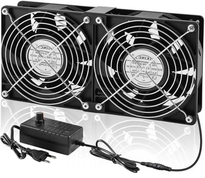 Ventilator Set - Koelventilator Axiale Ventilator - Apparaten Koelen - Met Snelheidsregelaar - 2 x 120 mm - Zwart