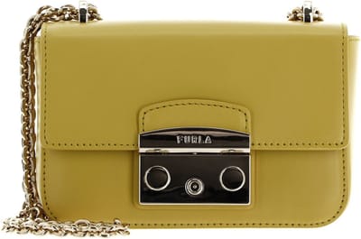 FURLA Leren Schoudertas Metropolis Mini Crossbody Honey Geel