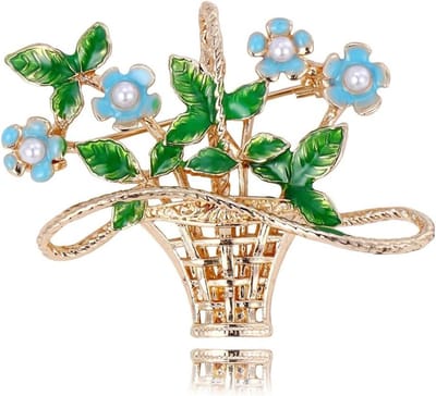 Bloemenmand Broche - Emaille Speld - Outfit Verfraaien - Zinklegering Materiaal - Niet Gespecificeerd - Blauw