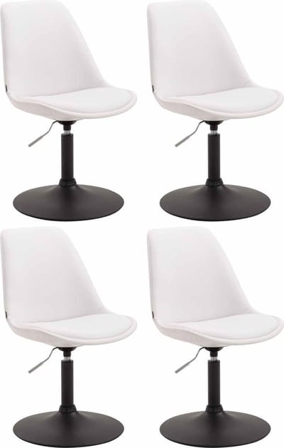 CLP Maverick Set van 4 Eetkamerstoelen - Kunstleer wit zwart