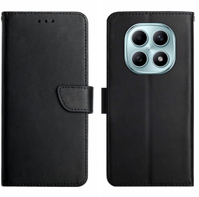 Coverup Hoesje - Geschikt voor Xiaomi Redmi Note 15 / Poco M8 Hoesje - Coverup Genuine Leather Book Case - Echt Leder - Zwart