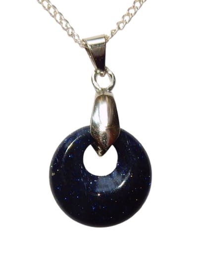 Goudsteen Blauw Mini Donut Hanger Verzilverd