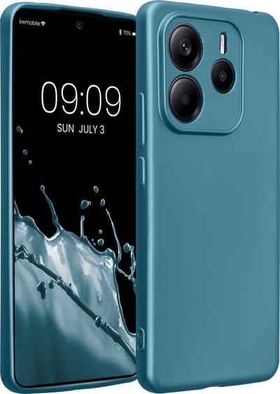 kwmobile metallic telefoonhoesje van TPU - geschikt voor Xiaomi Redmi Note 14 5G - Flexible case voor smartphone - In Metallic carabisch blauw
