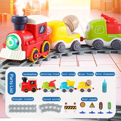 Stoomtrein Kinderen Elektrisch Speelgoed Jongens en Meisjes Cadeau Railauto met Licht Muziek Mini Bouwset