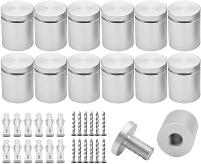 Aluminium Afstandhouders - Muursteunen Teken - Borden Bevestigen - Massief Aluminium Materiaal - 25x25mm 12 Stuks - Satijn Chroom