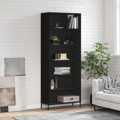 vidaXL - Hoge - kast - 69,5x32,5x180 - cm - bewerkt - hout - zwart