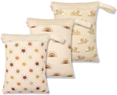 Set van 3 Waterdichte en Wasbare Luiertassen voor Nat Babyondergoed, Herbruikbare Organizer met Rits, Ideaal voor Baby en Peuters, 30x40cm